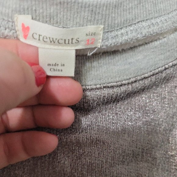 CrewCuts Sweater Girl 12 Grey Crew Neck 100 Cotton Sweatshirt High Low Split Hem - Picture 6 of 12